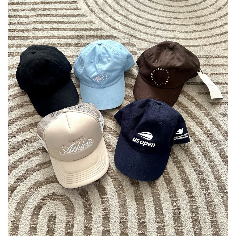 Womens Hat LOT New Soft Baseball‎ Cap Trucker Athleta Pilates US Open Fitness
